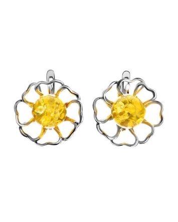 Floral Amber Earrings In Sterling Silver The Daisy, image 
