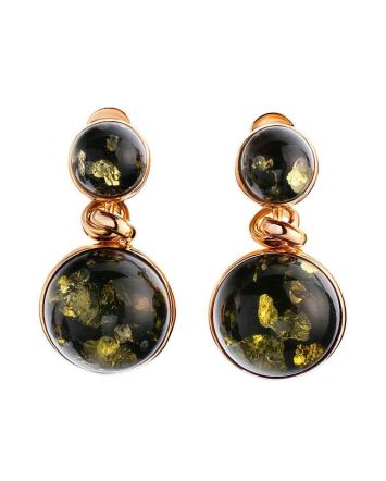 Green Amber Earrings In Gold-Plated Silver The Paris, image 