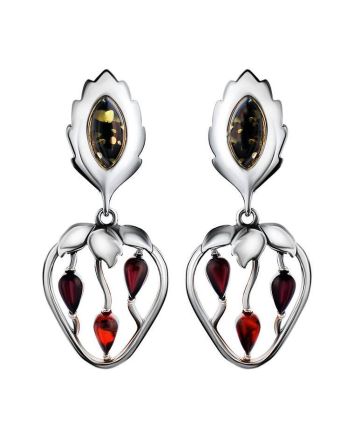 Multicolor Amber Strawberry Earrings In Sterling Silver The Confiture, image 