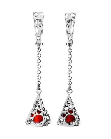Cherry Amber Earrings In Sterling Silver The Geneva, image 