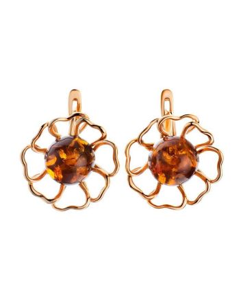 Floral Amber Earrings In Gold-Plated Earrings The Daisy, image 