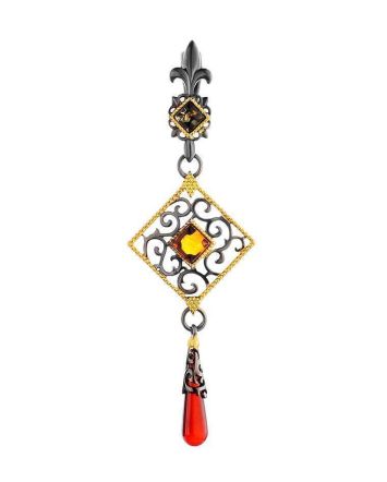 Dangle Amber Pendant In Gold-Plated Silver The Arabesque, image 