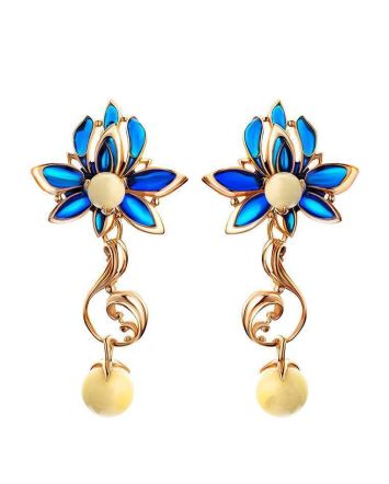 Gold-Plated Dangles With Amber And Enamel The Verona, image 