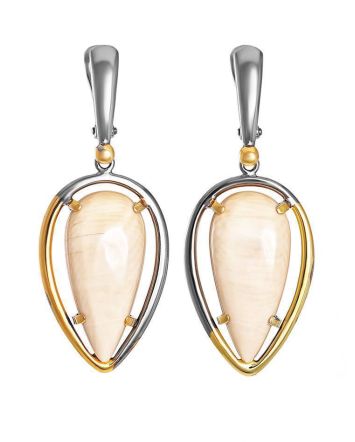 Drop Gold-Plated Earrings With Natural Mammoth Tusk The Era, image 