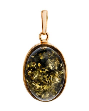 Oval Amber Pendant In Gold-Plated Silver The Goji, image 