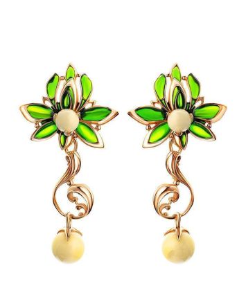Bold Gold-Plated Dangles With Amber And Enamel The Verona, image 