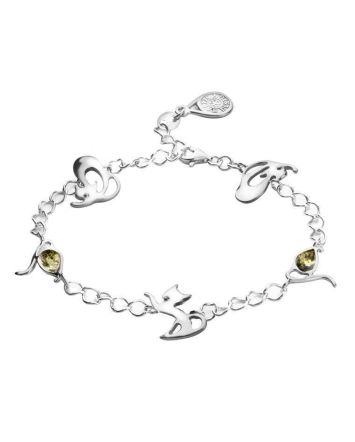 Cute And Fabulous Sterling Silver Bracelet With Green Amber The Cats, image 