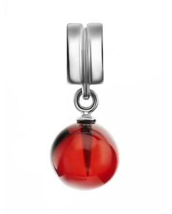 Sterling Silver Charm With Cherry Amber Pendant, image 