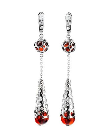 Amber Earrings In Sterling Silver The Geneva, image 