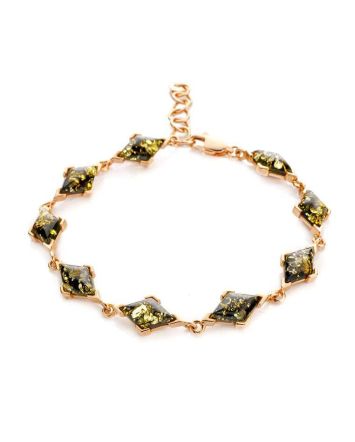 Golden Link Bracelet With Green Amber The Colombina, image 