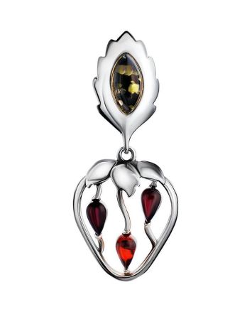Multicolor Amber Strawberry​ Pendant In Sterling Silver The Confiture, image 