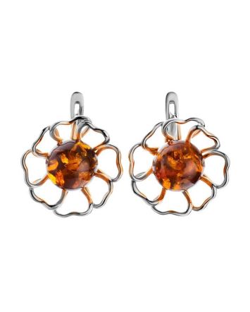 Floral Amber Earrings In Sterling Silver The Daisy, image 