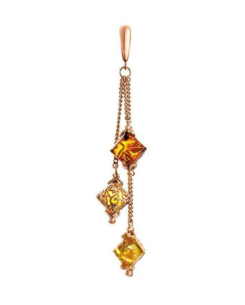 Gold-Plated Pendant With Multicolor Amber The Casablanca, image 