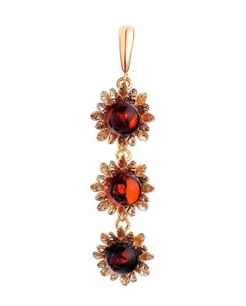 Gold-Plated Pendant With Cherry Amber The Aster, image 