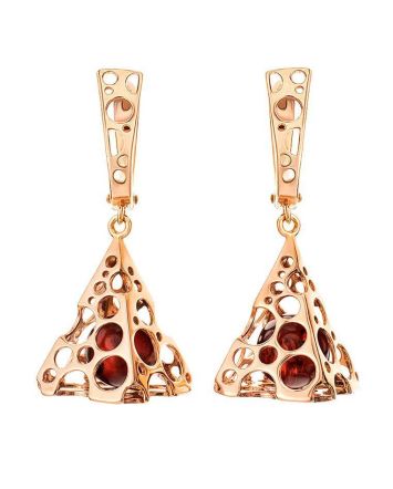 Drop Amber Earrings In Gold-Plated Silver The Geneva, image 