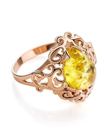 Romantic Glamour Amber Ring In Gold-Plated Sterling Silver The Luxor, Ring Size: 11 / 20.5, image 