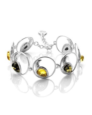 Impressive Multicolor Amber Link Bracelet In Sterling Silver The Eagles, image 