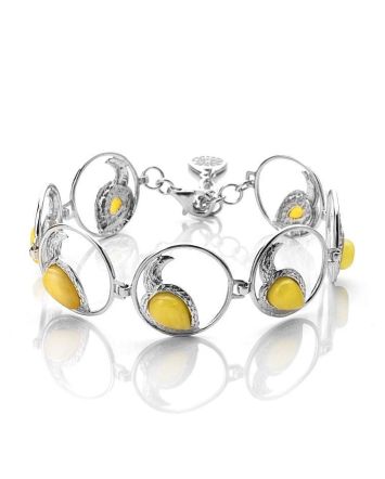 Impressive Honey Amber Link Bracelet In Sterling Silver The Eagles, image 