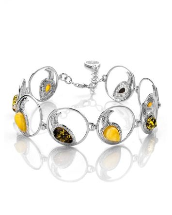 Impressive Multicolor Amber Link Bracelet In Sterling Silver The Eagles, image 