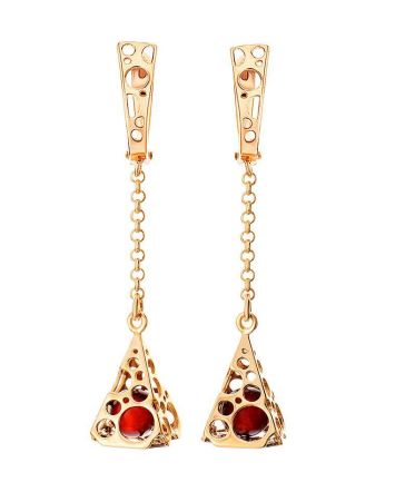 Cherry Amber Earrings In Gold-Plated Silver The Geneva, image 