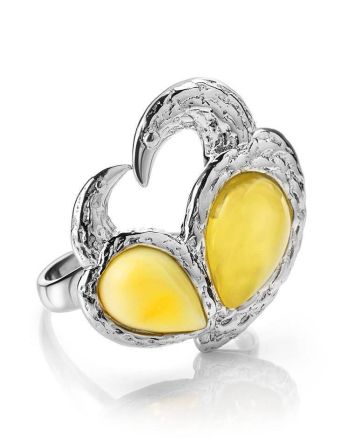 Honey Dazzling Amber Ring In Sterling Silver The Eagles, Ring Size: 9 / 19, image 