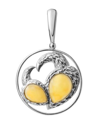 Fabulous Honey Amber Pendant In Sterling Silver The Eagles, image 