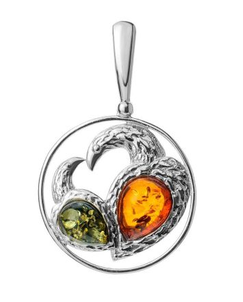 Fabulous Amber Pendant In Sterling Silver The Eagles Collection​, image 