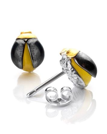 Honey Amber Earrings In Sterling Silver The Scarab, image 