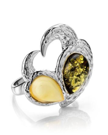 Multicolor Dazzling Amber Ring In Sterling Silver The Eagles, Ring Size: 9 / 19, image 