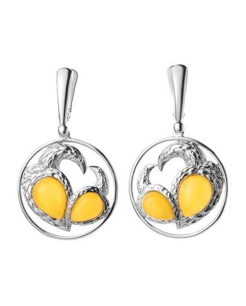 Stylish  Amber Dangle Earrings In Sterling Silver The Eagles, image 