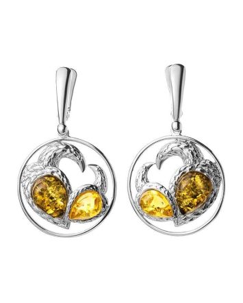 Fabulous Amber Dangle Earrings In Sterling Silver The Eagles, image 