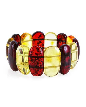 Two Toned Amber Flat Beaded Stretch Bracelet, image 