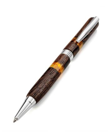 Handmade Wenge Wood Pen With Honey Amber The Indonesia, image 