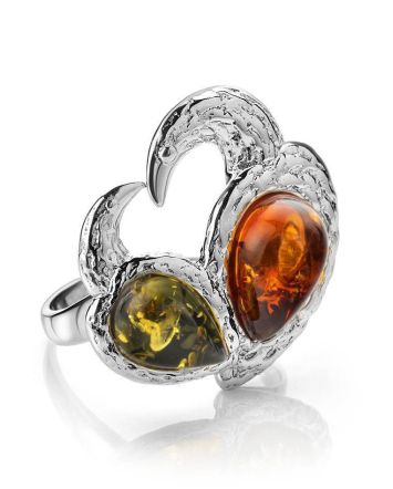 Multicolor Dazzling  Amber Ring In Sterling Silver The Eagles, Ring Size: 9.5 / 19.5, image 