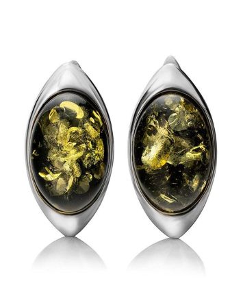 Sterling Silver Earrings With Green Amber The Amaranth, image 