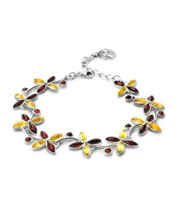 Refined Milticolor Amber Link Bracelet In Sterling Silver The Verbena, image 