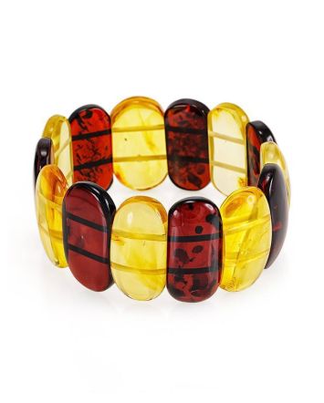 Two Toned Amber Flat Beaded Bracelet, image 