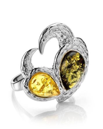 Dazzling Amber Ring In Sterling Silver The Eagles, Ring Size: 9.5 / 19.5, image 