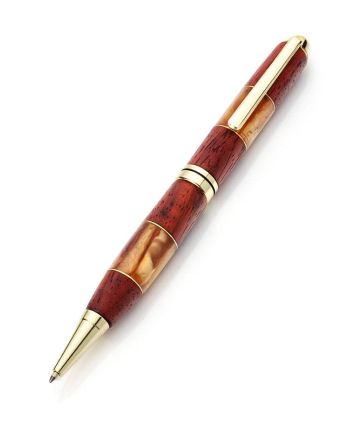 Handcrafted Padauk Wood And Honey Amber Pen The Indonesia, image 