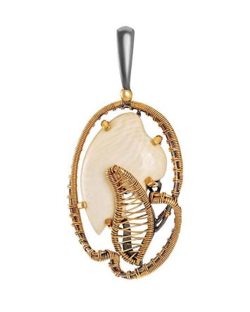 Gold-Plated Pendant With natural Mammoth Tusk The Era, image 