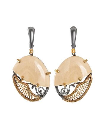 Drop Gold-Plated Earrings With Mammoth Tusk The Era, image 