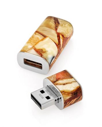 16 Gb Flash Drive With Karelian Birch And Baltic Amber The Indonesia, image 