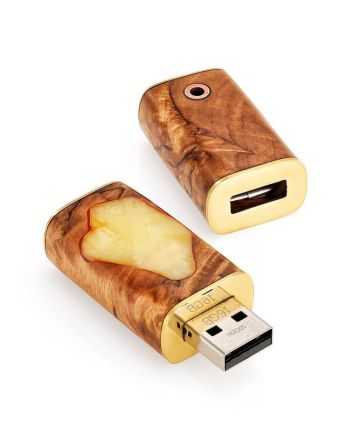 32 Gb Handmade Flash Drive Necklace With Honey Amber And Birch Wood The Indonesia, image 