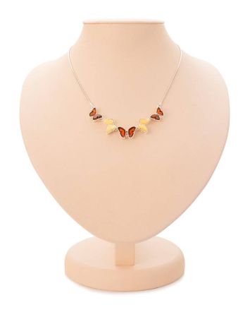Two-Toned Amber Necklace In Sterling Silver The April, image 