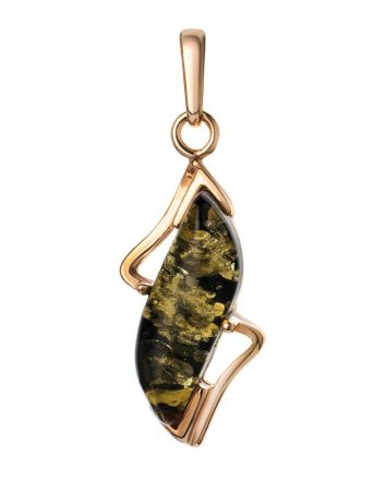 Green Amber Pendant In Gold-Plated Silver The Vesta, image 