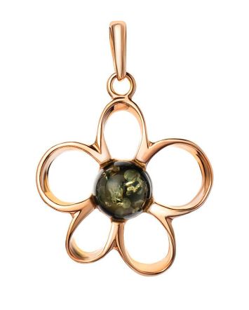 Floral Amber Pendant In Gold-Plated Silver The Daisy, image 