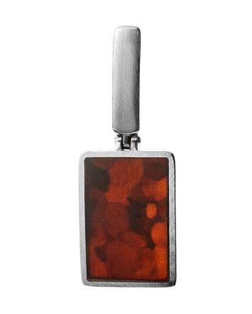Square Amber Pendant In Sterling Silver The London, image 