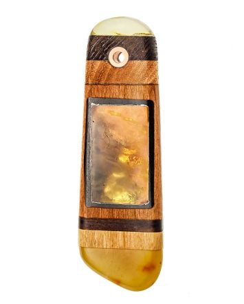 Handcrafted Amber And Wood Pendant The Indonesia, image 