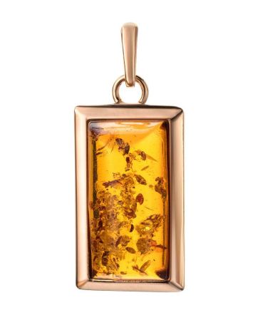 Square Cut Amber Pendant In Gold-Plated Silver The Chelsea, image 