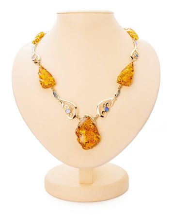 Exclusive Golden Amber Necklace With Nacre The Atlantis, image 